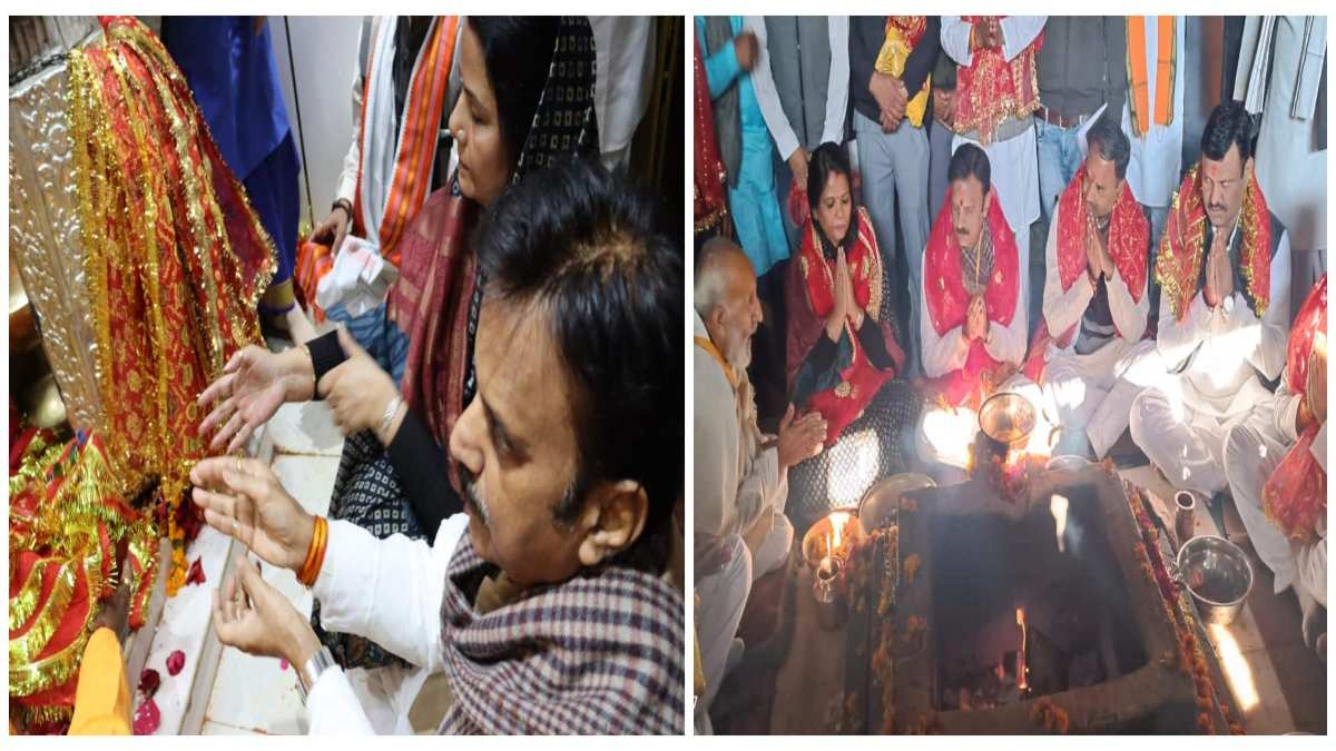 डिप्टी CM बनने के बाद शारदा माई का दर्शन करने मैहर पहुंचे राजेंद्र शुक्ला, कहा- नर्मदा का पानी लाकर बहाएंगे विकास की गंगा