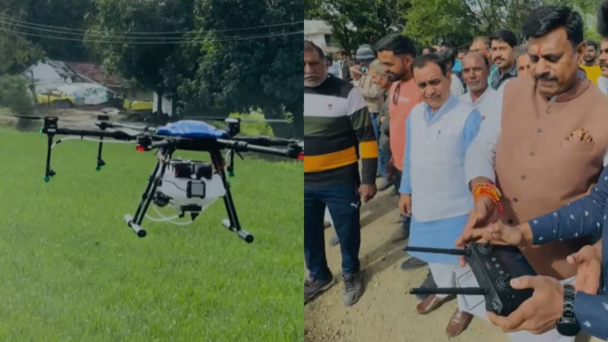 विकसित भारत संकल्प यात्रा में शामिल हुए विधायक रामेश्वर शर्मा, किसानों के साथ ड्रोन से खेतों में किया दवाई का छिड़काव