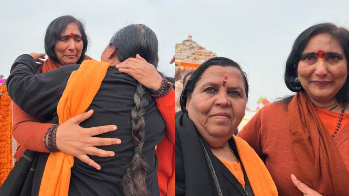 खुशी के आंसू: प्राण प्रतिष्ठा में एक-दूसरे से लिपटकर खूब रोईं उमा भारती और साध्वी ऋतंभरा, राम मंदिर आंदोलन में निभाई थी अहम भूमिका