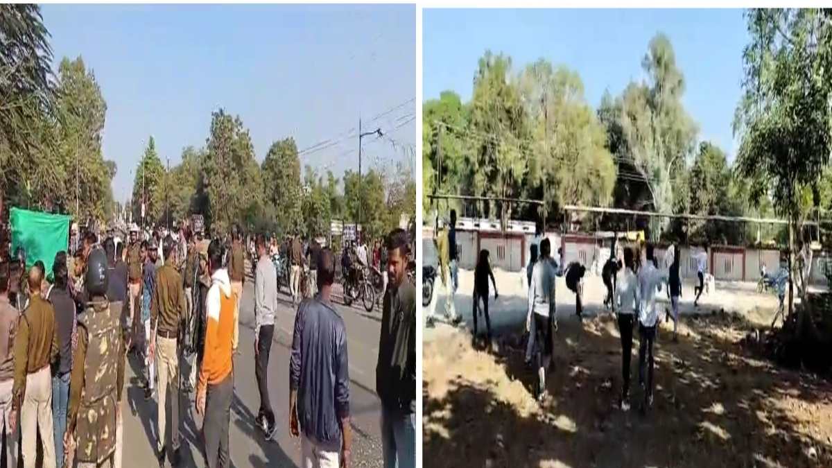 कॉलेज में युवा मोर्चा और विद्यार्थी परिषद के कार्यकर्ता भिड़े: जमकर चले पत्थर, पुलिस ने खेदड़ा, ये रही वजह