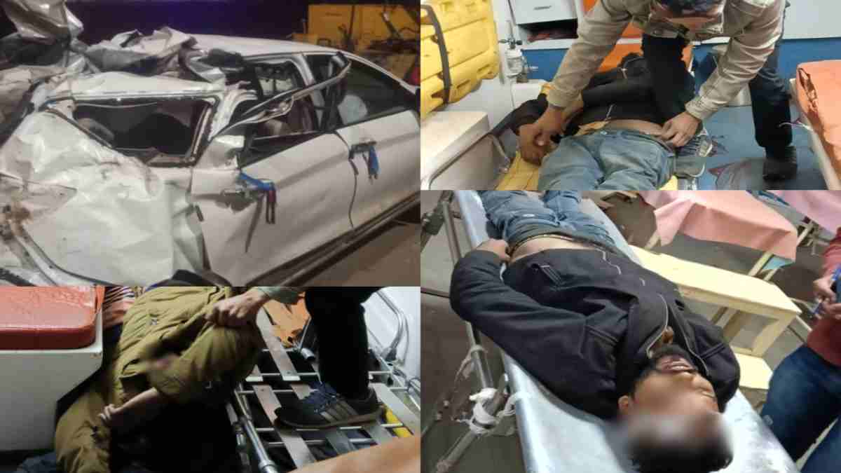 सड़क पर बिछीं लाशें: डिवाइडर से टकराई कार, 4 की मौत, तीन की हालत गंभीर
