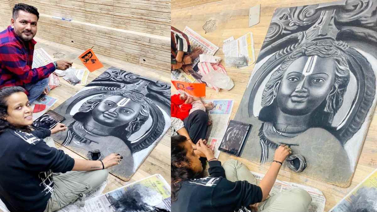अदभुत कलाकारी : रायपुर की स्मिता साहू ने हूबहू रामलला की प्राण प्रतिष्ठा की जाने वाली मूर्ति की बनाई रंगोली, देखें तस्वीरें …