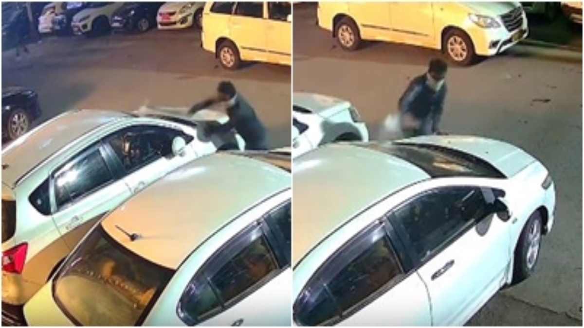 राजधानी में बदमाशों का आतंक: लाउंज के बाहर खड़ी दर्जनभर गाड़ियों में की तोड़फोड़, घटना CCTV में कैद  