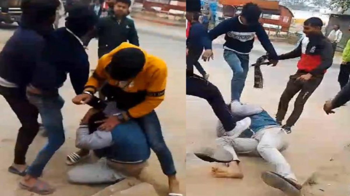 व्यापारियों की गुंडागर्दी: दो युवकों को लात-घूसों से पीटा, हालत गंभीर, मारपीट का वीडियो वायरल