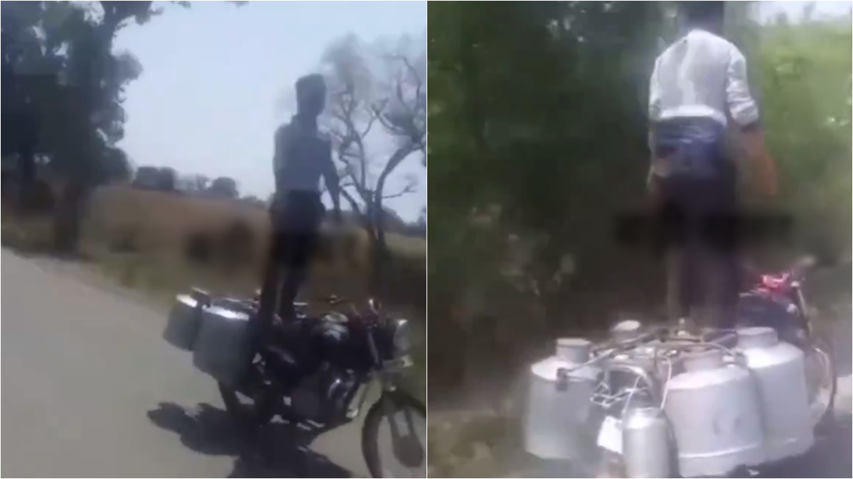 ये दूध वाले भैया तो स्टंट बाज है: सीट पर बैठकर नहीं खड़े होकर बेचने जाता है दूध, देखिए ये वायरल वीडियो