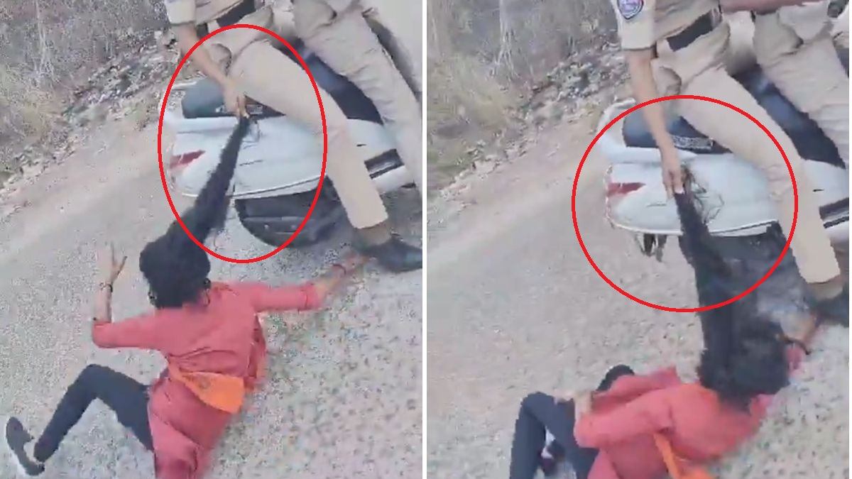 पुलिस की बर्बरता : युवती को बाल पकड़कर घसीटा, देखिए वीडियो…