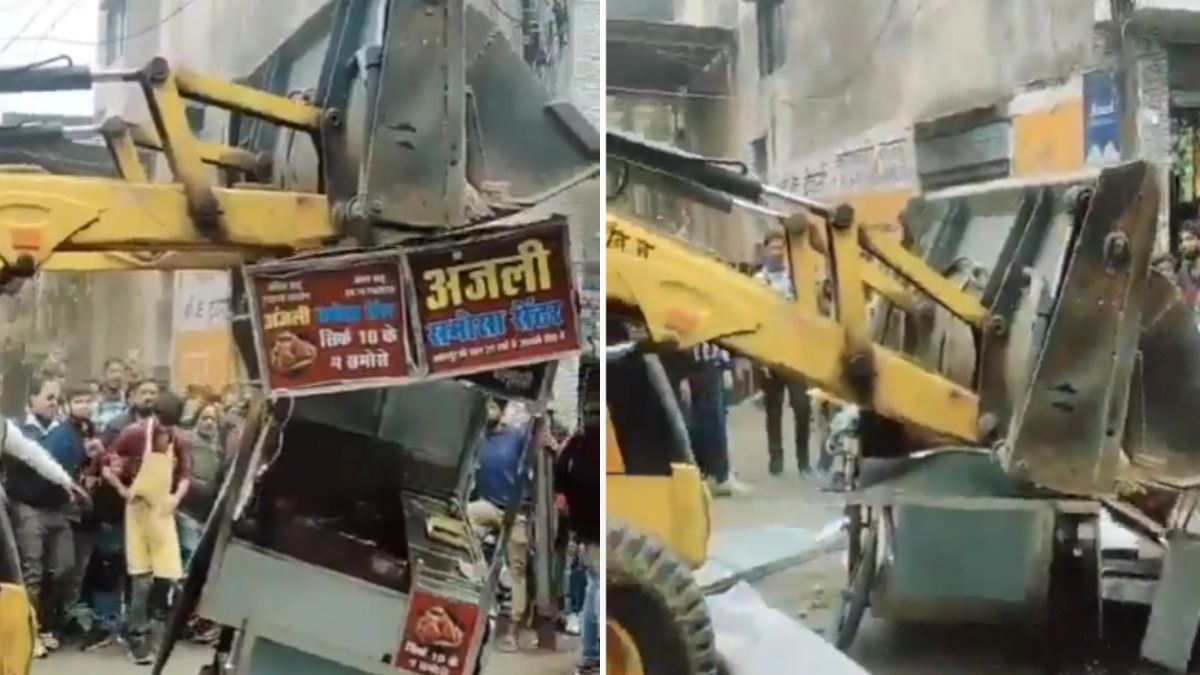 गरीब को तो बख्श दो सरकार: समोसे बेचकर परिवार का पेट पालता था गरीब, नगर निगम ने बुलडोजर से ठेले को किया चकनाचूर