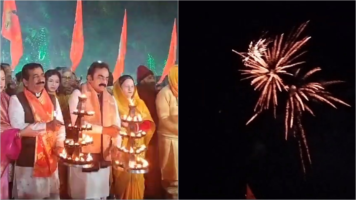 51 हजार दीपों से सजा नर्मदा तट: लोक निर्माण मंत्री राकेश सिंह के नेतृत्व में ग्वारीघाट में हुआ दीपोत्सव, आतिशबाजी से रौशन हुआ आसमान