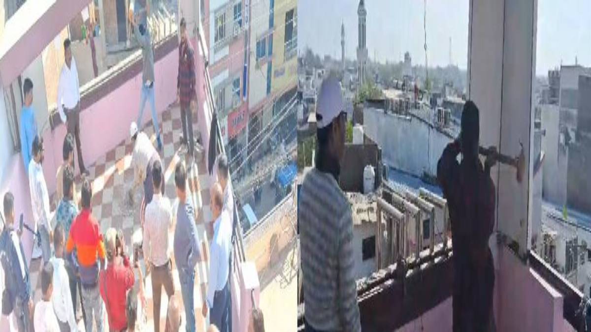 एक्शन में प्रशासन: होटल के ऊपरी मंजिल के अवैध हिस्से को तोड़ा, मौके पर निगम, राजस्व और पुलिस की टीम रही मौजूद