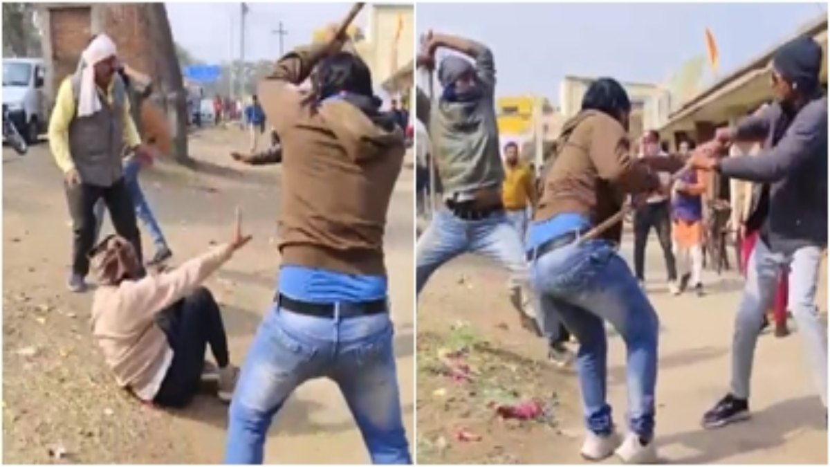 चीखता रहा शख्स: लाठी से मारते रहे बेरहम लोग, VIDEO आया सामने  