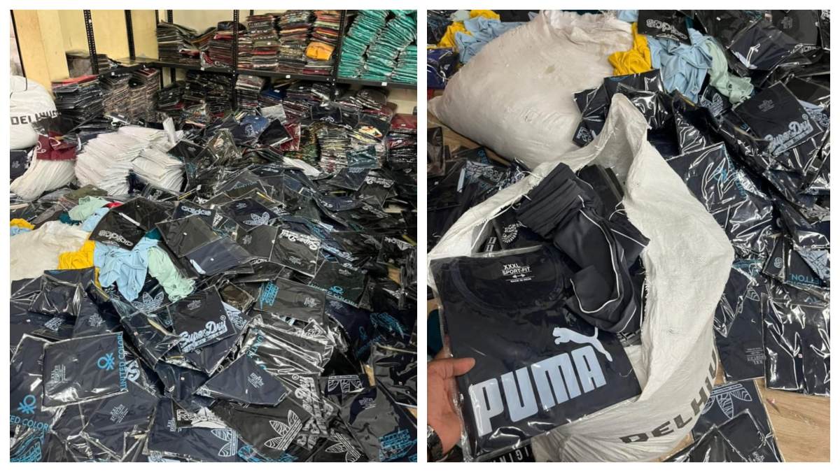 ब्रांडेड कंपनियों के नाम से कपड़े बेचने वाली फैक्ट्री पर छापा: लाखों का माल जब्त, संचालक समेत दो कर्मचारी गिरफ्तार