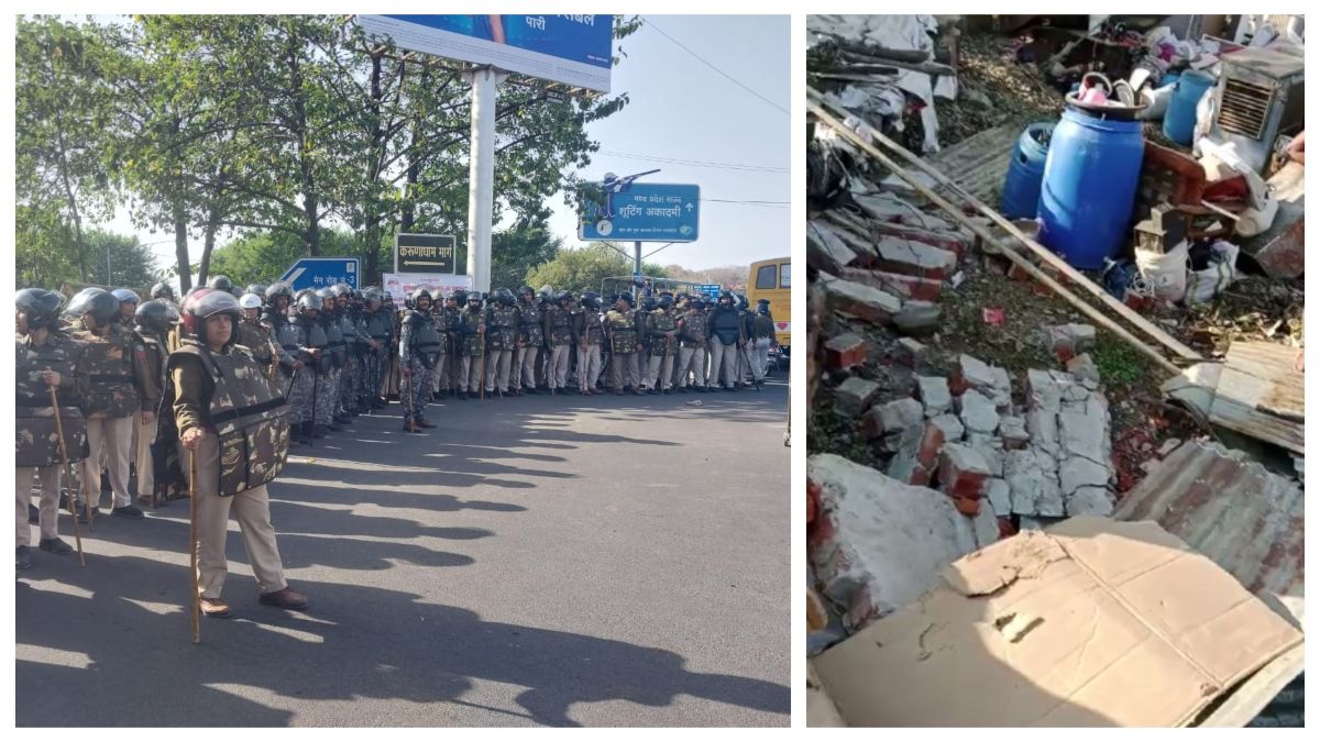 अतिक्रमण हटाने की कार्रवाई दूसरे दिन भी जारी: 100 झुग्गियों को किया जाएगा शिफ्ट, कल विरोध के चलते 30 मकान ही हुए थे जमींदोज