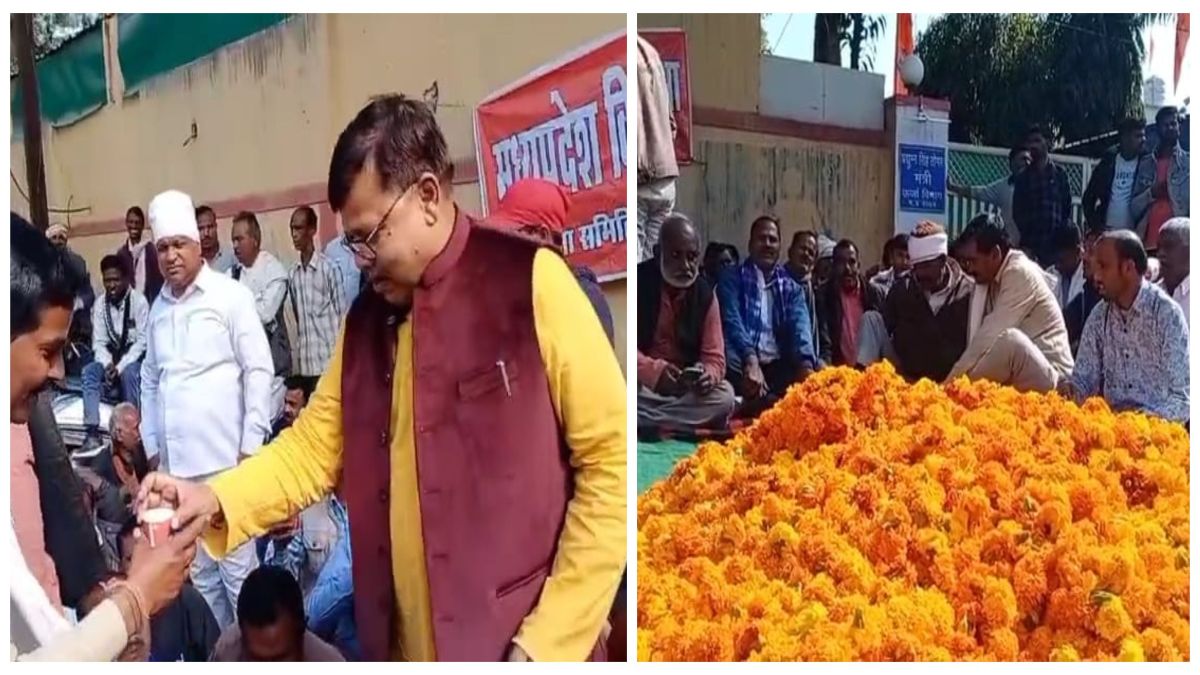 मुरझाए फूल वर्सेस गर्मागर्म चायः फूल लेकर बंगले पहुंचे नाराज किसानों को ऊर्जा मंत्री ने अपने हाथों से पिलाई चाय