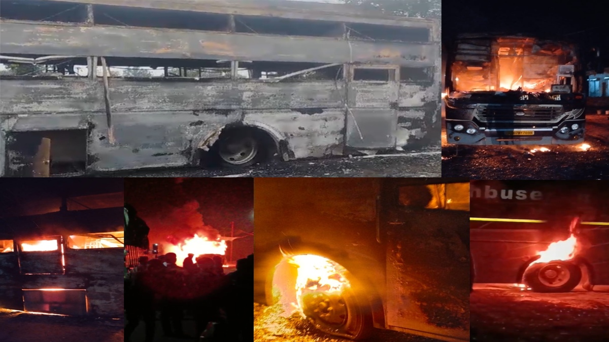 CG में THE BURNING BUS : टायर से निकली चिंगारी, देखते ही देखते धू-धूकर जल गई बस, सवार थे 70 यात्री, देखिए VIDEO