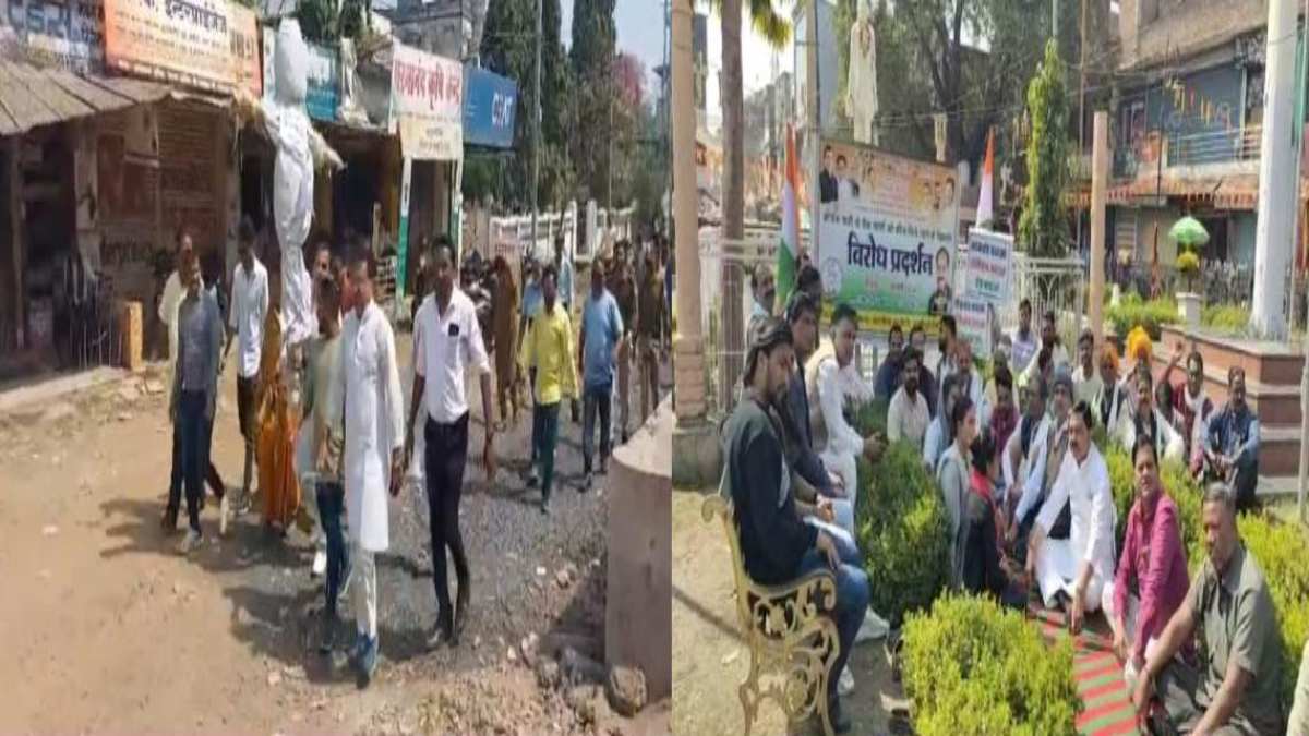 कांग्रेस के खाते फ्रीज करने पर भड़के कांग्रेसी: केंद्र सरकार का फूंका पुतला, तानाशाही का लगाया आरोप