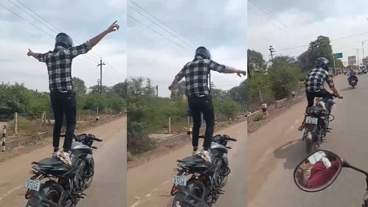 बाइक पर फर्राटे भरते व्यस्त सड़क पर स्टंटबाजी कर रहा था युवक, फिर ऐसा क्या हुआ कि खुद ने की ऐसा ना करने की अपील, देखिए Video…