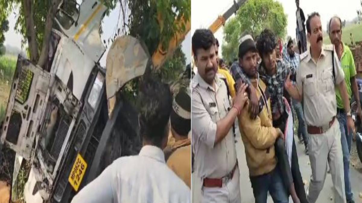 कोयले से भरा ट्रक पलटा: 8 घंटे रेस्क्यू के बाद ड्रावइर को निकाला गया बाहर, यातायात प्रभावित