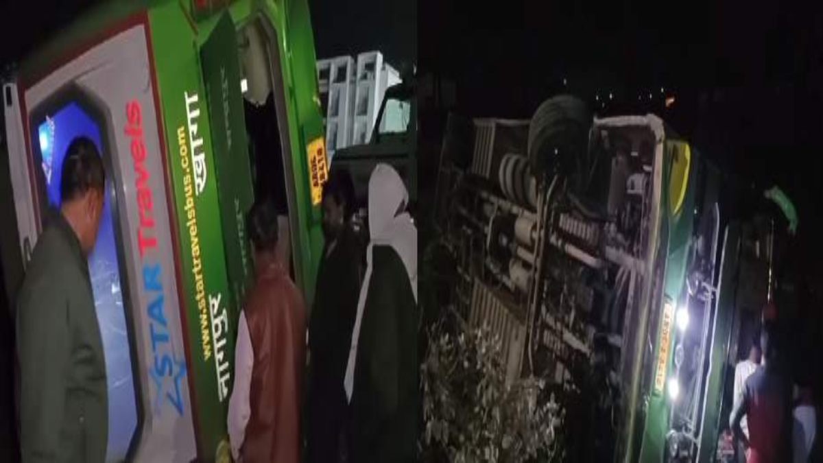 MP Bus Accident: तेज रफ्तार यात्री बस पलटी, 9 घायल, बाइक सवार को बचाने के चक्कर में हुआ हादसा