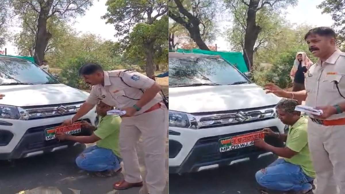 आचार संहिता से बेखबर नेताजी, पुलिस ने काटा चालान, कार पर लगी पदनाम की प्लेट भी हटवाई