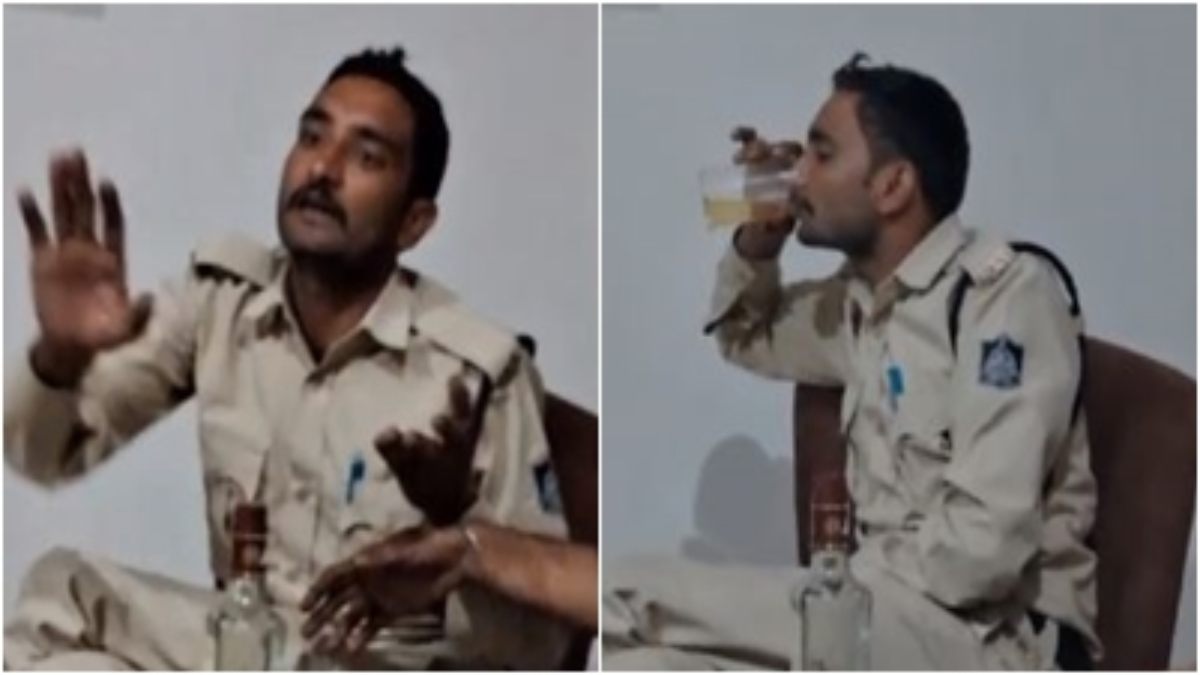 नशे में वर्दी: होटल में बैठकर जाम छलकाता दिखा आरक्षक, VIDEO वायरल