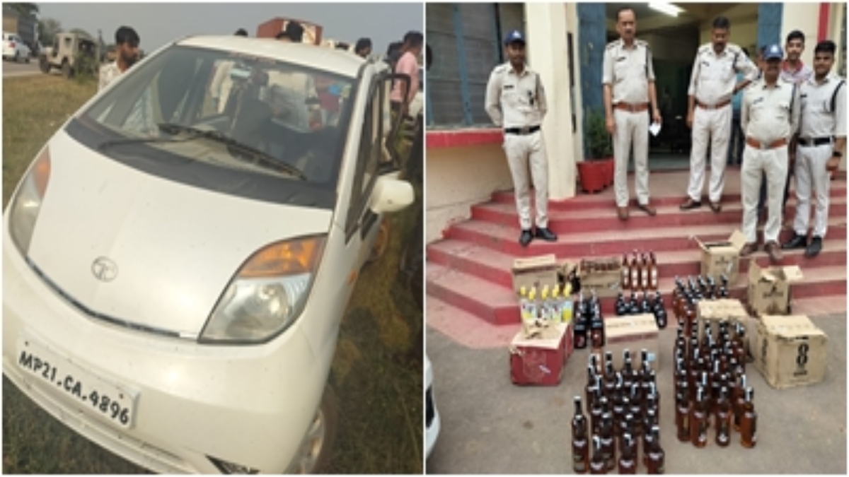 पकड़ाया अवैध शराब का जखीरा: पुलिस देख कार छोड़कर भागे आरोपी, लाखों की शराब जब्त  