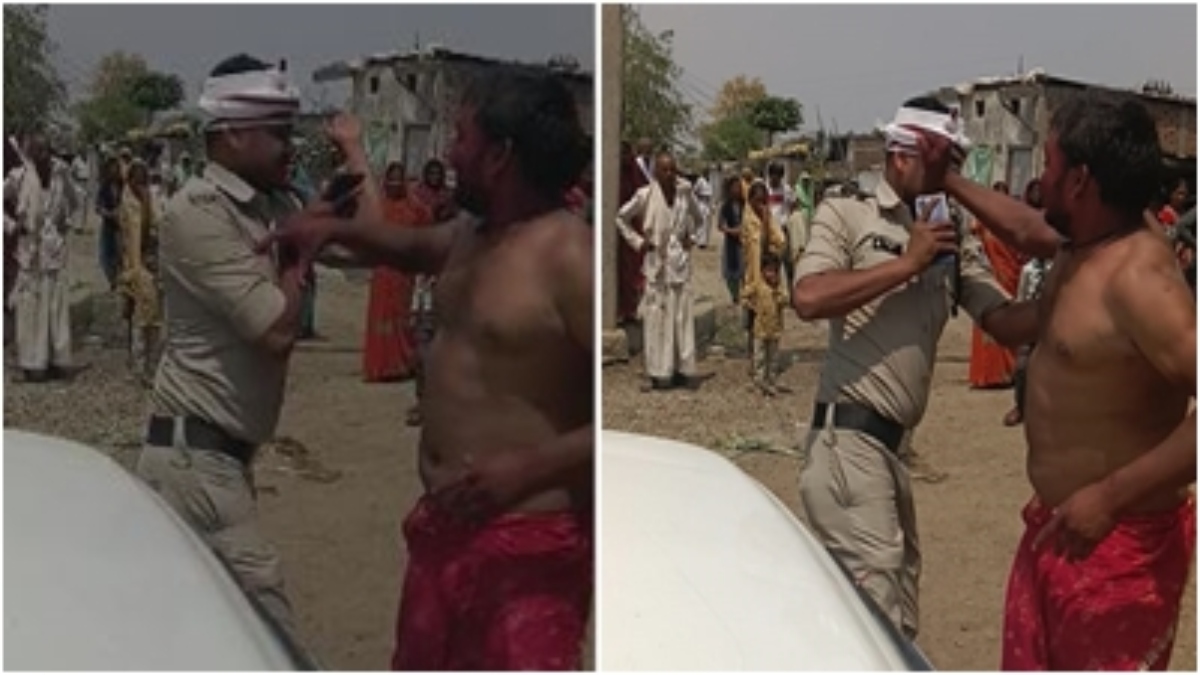 नशे में धुत शख्स ने पुलिसकर्मी से की हाथापाई: गाली-गलौज कर धमकाया, VIDEO वायरल 