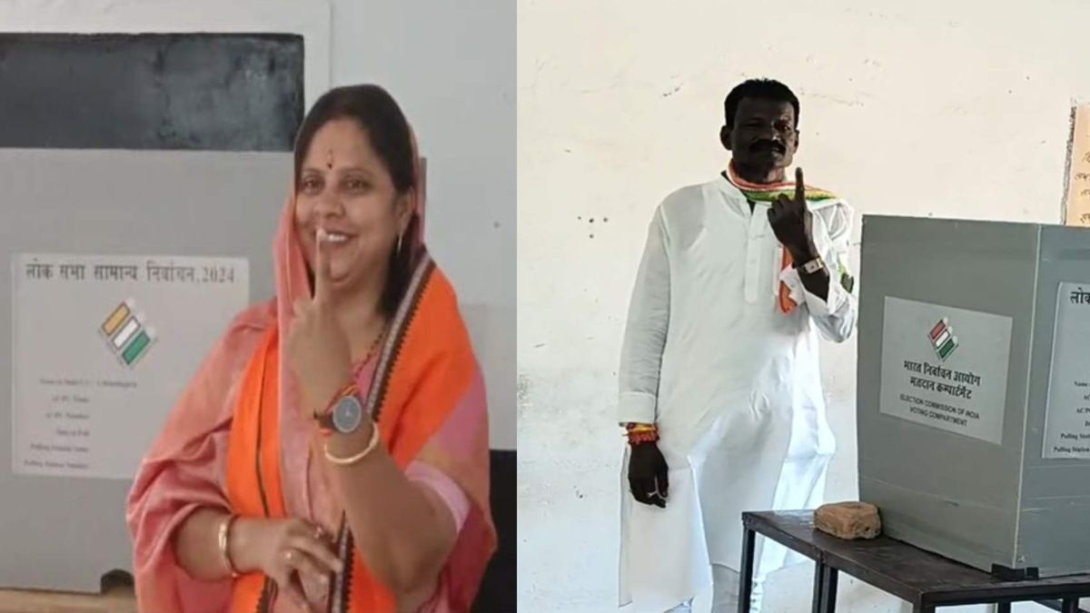 CG Lok Sabha Election 2024 : BJP प्रत्याशी रुपकुमारी चौधरी और कांग्रेस प्रत्याशी बीरेश ठाकुर ने किया मतदान
