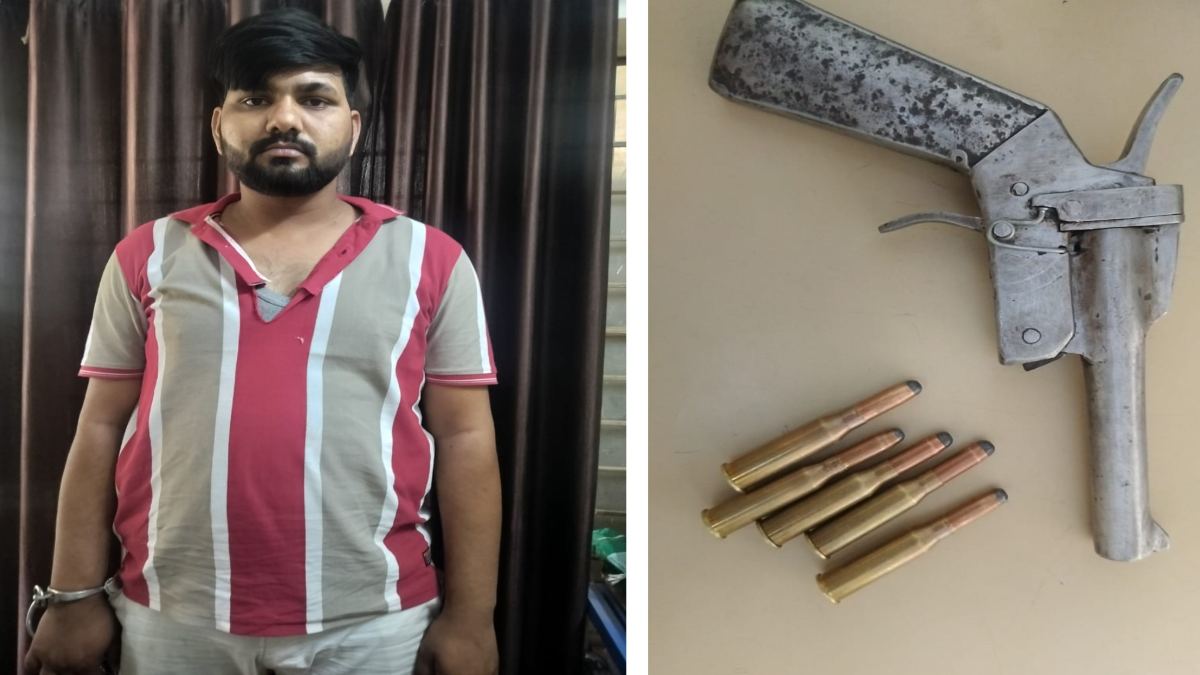 पुलिस की गिरफ्त में कुख्यात बदमाश: देसी तमंचा और जिंदा कारतूस बरामद, दूसरा फरार