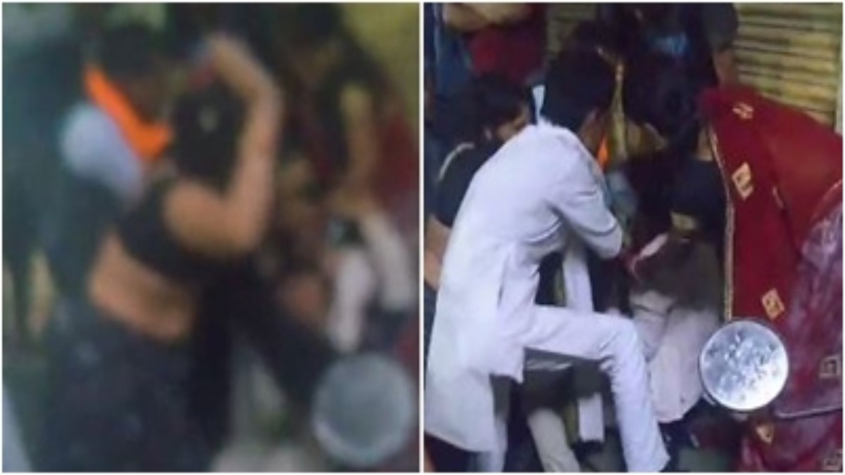 शराब के नशे में धुत युवक की सरेराह पिटाई: महिलाओं ने बरसाए लात-घूंसे, VIDEO वायरल 