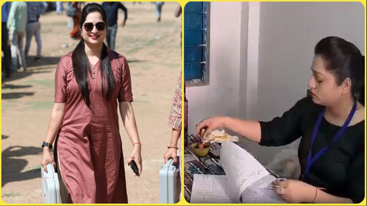 VIDEO: क्यूट लेडी पोलिंग ऑफिसर की फोटो के बाद वीडियो वायरल, मतदाताओं की ऊंगली पर लगा रही स्याही