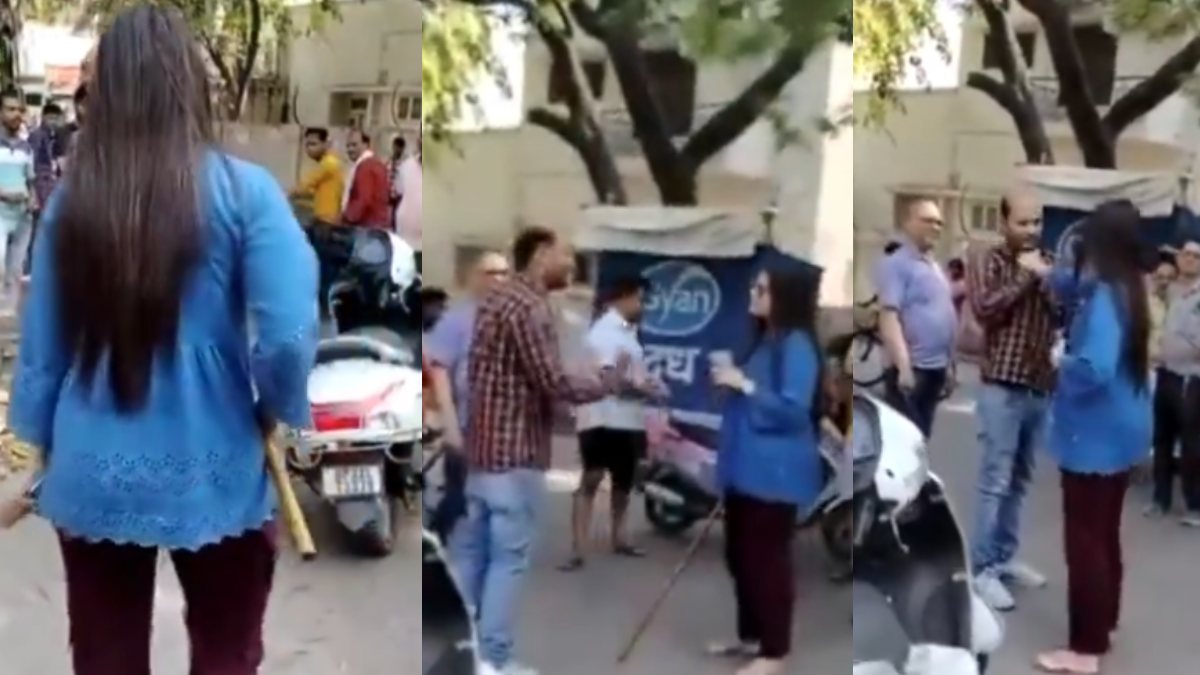 स्कूटी से कार टच होने पर भड़की महिला, दी अश्लील गालियां, युवक का पकड़ा कॉलर, देखिए Video