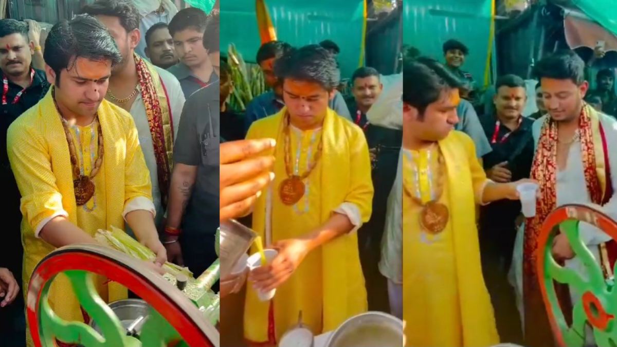 बागेश्वर महाराज का जुदा अंदाज: गन्ने का जूस निकालकर लोगों को पिलाया, देखें वायरल Video