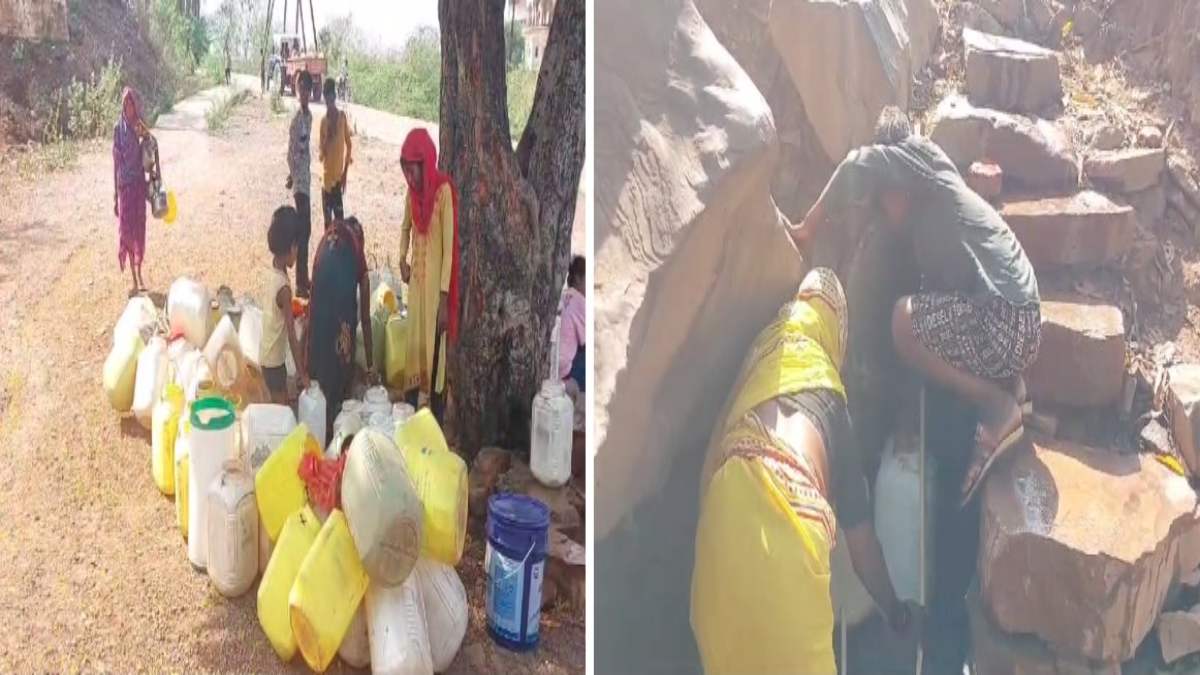 पानी को लेकर मचा हाहाकार: कलेक्टर बंगले के सामने बने गड्ढे से गंदा पानी लेने को मजबूर रहवासी, शिकायत के बाद भी नहीं हो समस्या का निराकरण