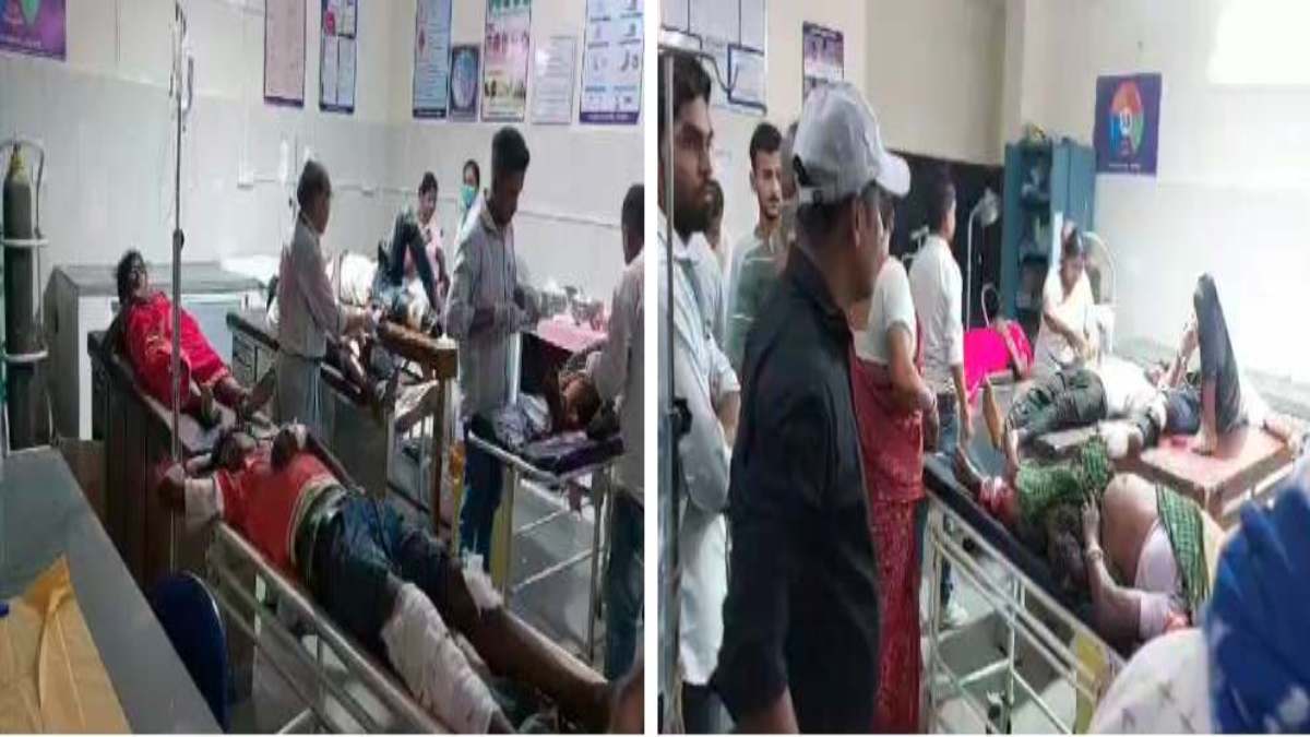बारातियों से भरा वाहन पलटा: बाइक को भी मारी टक्कर, 12 से ज्यादा अस्पताल में भर्ती