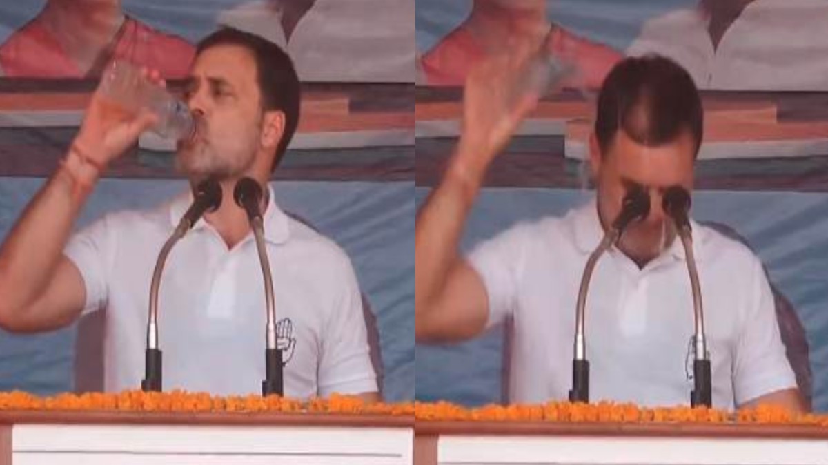VIDEO: हीट वेव से परेशान हुए राहुल गांधी, भाषण के दौरान सिर पर उड़ेल ली पानी की बोतल, कहा- गर्मी काफी है…