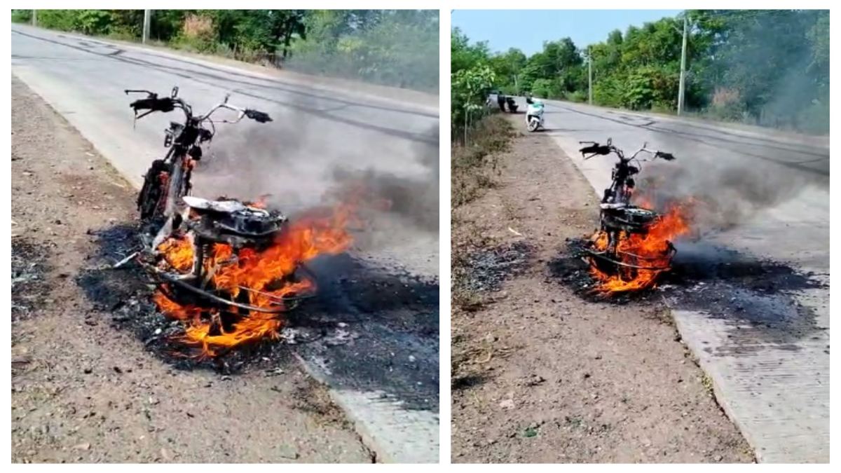 चलती स्कूटी में लगी आगः बीच सड़क धू-धू कर जलकर हो गई राख, नाबालिग ने कूद कर बचाई जान