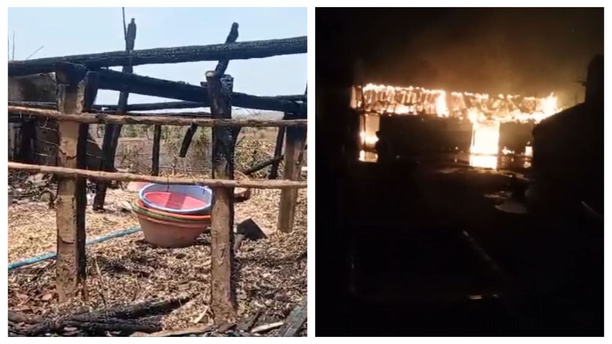 सूर्य नहीं आग की लपटों से जागे ग्रामीण: दो मकानों में लगी आग, लाखों का सामान जलकर हुआ राख