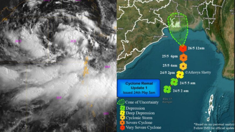Cyclone Remal: 135 किमी प्रति घंटे की रफ्तार से तबाही लेकर बढ़ रहा है चक्रवाती तूफान ‘रेमल’, कोलकाता एयरपोर्ट बंद, सात राज्यों में देखने को मिलेगा असर