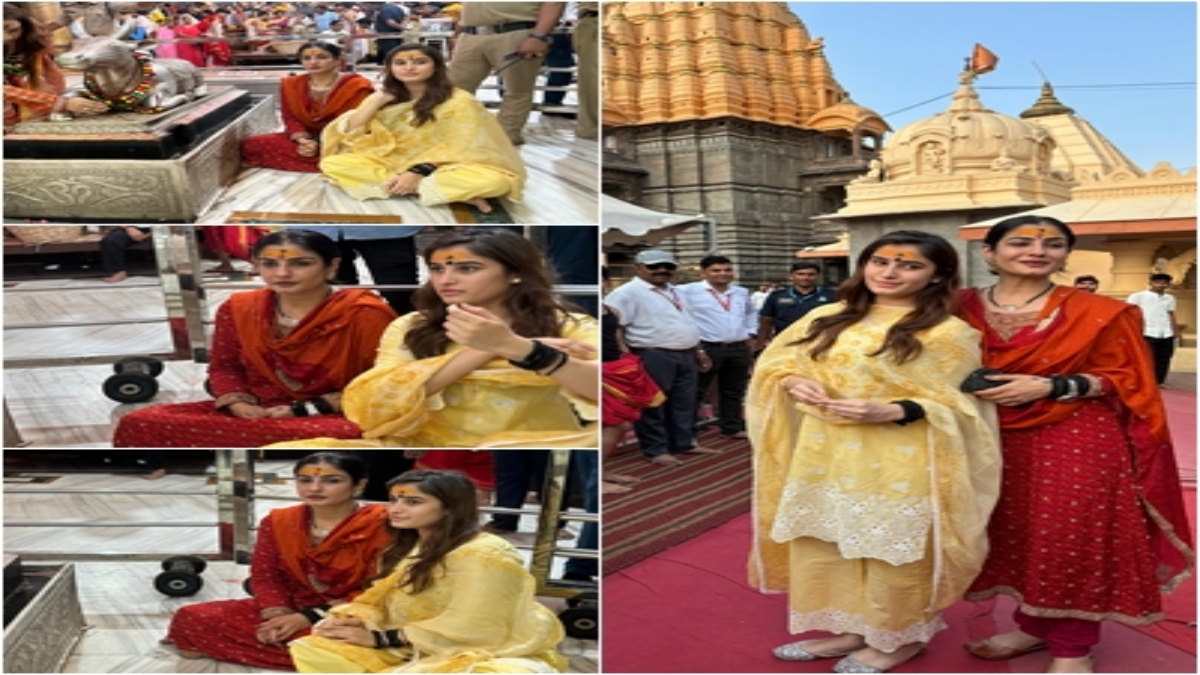 अभिनेत्री रवीना टंडन बेटी के साथ पहुंची महाकाल मंदिर: नंदी हाल में लगाया ध्यान, बाबा का लिया आशीर्वाद  