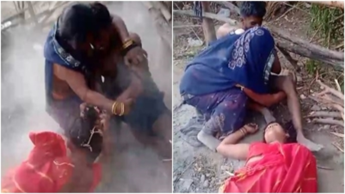 चाची की बेरहमी से पिटाई, VIDEO: भतीजे ने बाल घसीट कर मारा, पुलिस ने मामूली धाराओं में दर्ज किया केस