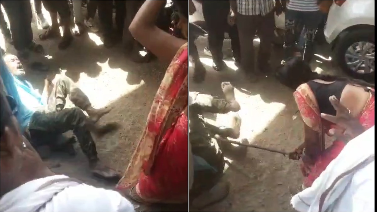 महिला ने की शख्स की पिटाई, Video; लाठी-डंडों से जमकर पीटा, घर में घुसकर करता था ये काम