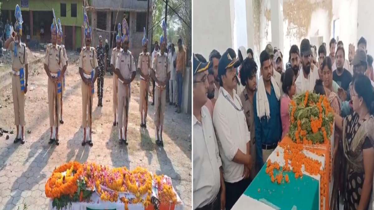CRPF जवान का राजकीय सम्मान के साथ हुआ अंतिम संस्कार: चुनाव ड्यूटी के दौरान हार्ट अटैक से हुई थी मौत, सड़कों पर गूंजे “भारत माता की जय” के नारे