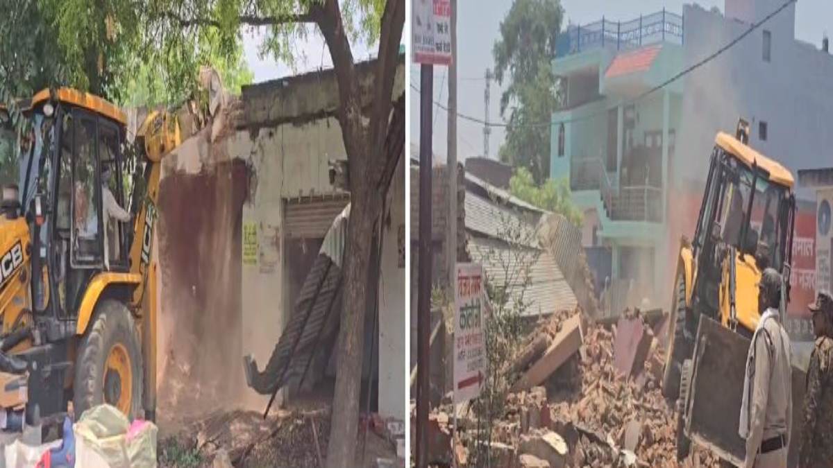 अतिक्रमण पर चला बुलडोजर: मंदिर की करोड़ों की जमीन पर दबंगों ने बना रखी थी दुकान, भू-माफियाओं में मचा हड़कंप