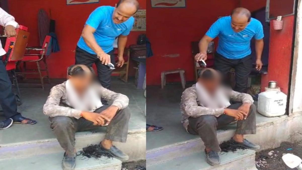 मंडी में चोर की हजामत: आधी मूंछ मुंडवाई, फिर उड़ाए सिर के बाल, Video Viral
