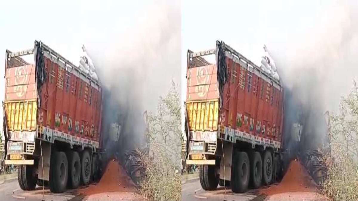 टक्कर के बाद ट्रकों में लगी आग: ड्राइवर और हेल्पर की जलकर मौत, जांच में जुटी पुलिस