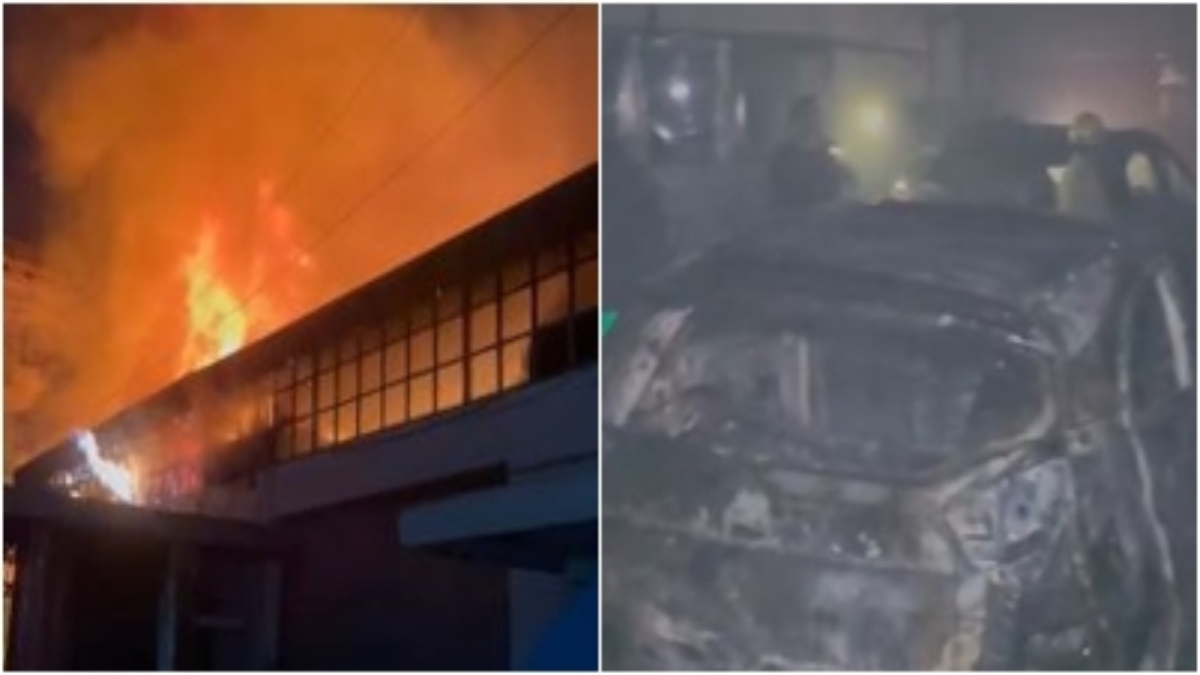 कार वर्कशॉप में लगी भीषण आग: 10 से ज्यादा लग्जरी कारें जलकर खाक, फायर सेफ्टी सिस्टम की कार्रवाई को लेकर प्रशासन की खुली पोल  