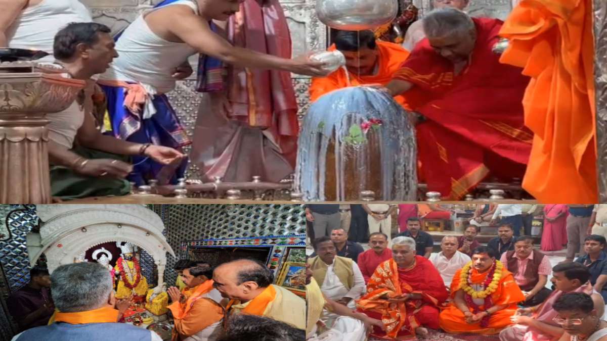 CM मोहन और केंद्रीय मंत्री भूपेंद्र यादव ने बाबा महाकाल के किए दर्शन: अभिषेक पूजन कर लिया आशीर्वाद, भगवान जगन्नाथ की भी की पूजा
