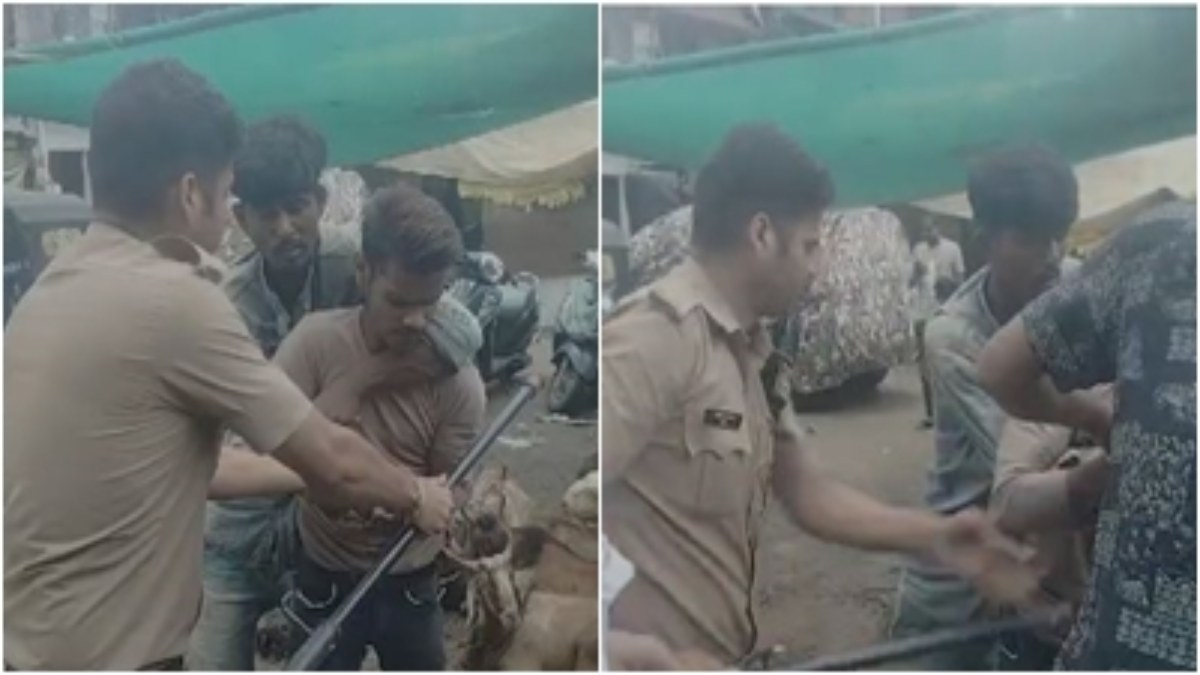 बीच सड़क चाकूबाजी कर रहा था बदमाश: पुलिसकर्मी ने बहादुरी से बचाई युवक की जान, देखें Video 