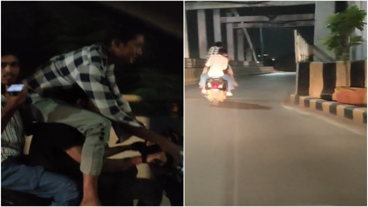 रियल लाइफ पर भारी REEL लाइफ: युवक के कंधे पर बैठकर बीच सड़क पर दौड़ा रहे गाड़ी, देखें खौफनाक Video
