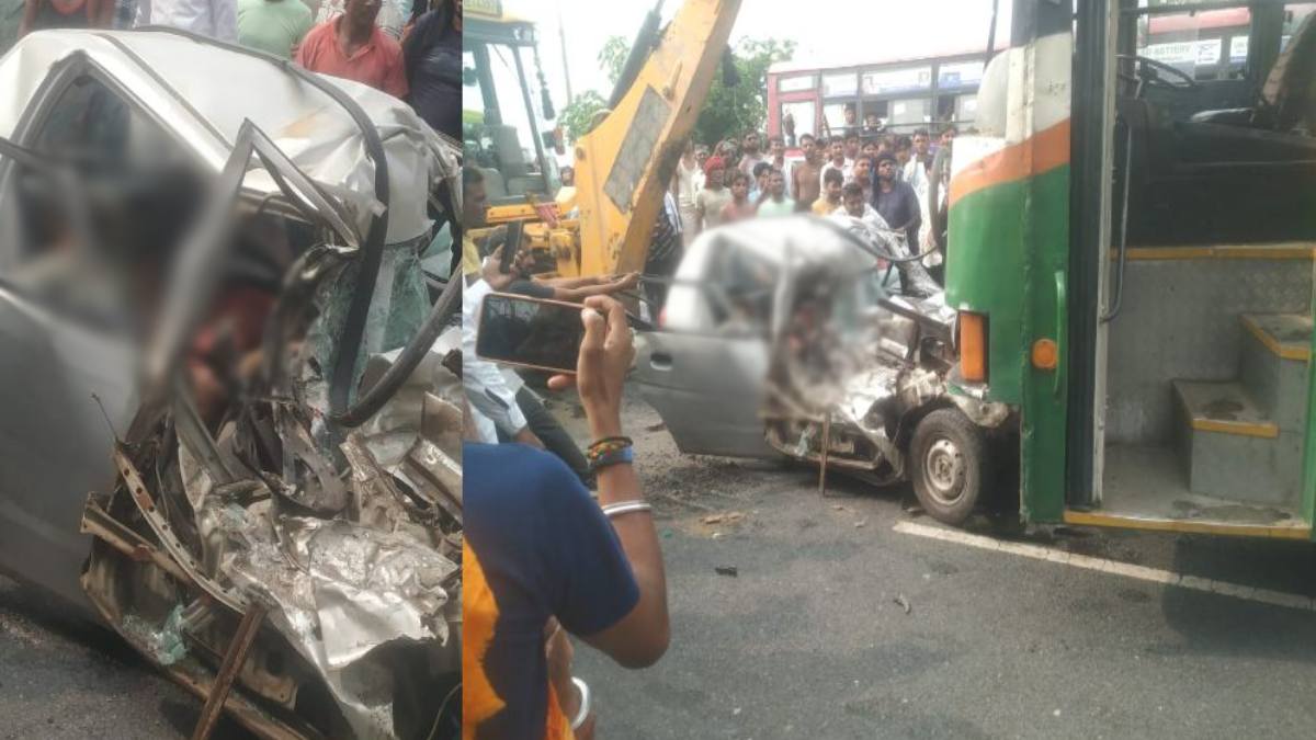 UP में भीषण सड़क हादसा: कार और बस की आमने-सामने भिड़ंत, 5 लोगों की मौके पर मौत